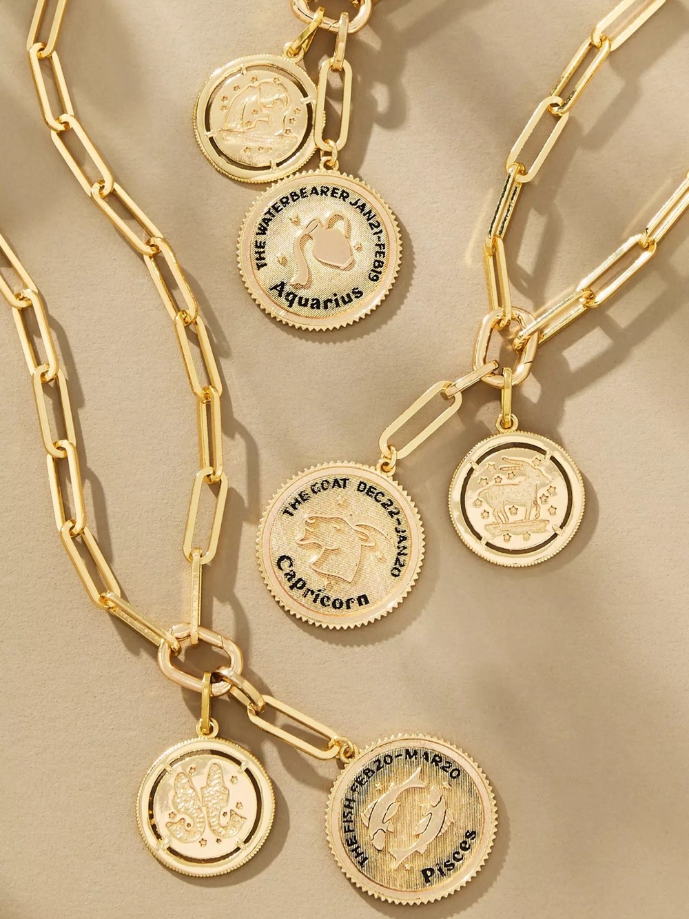 NWT Anthropologie Zodiac Coin Pendant Chain Necklace Aries - Picture 4 of 5